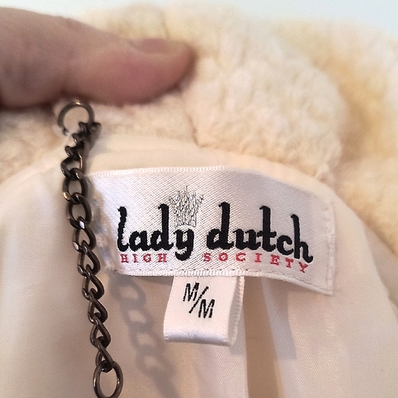 Lady Dutch High Society Elegant Cream Women's Trench Wool Coat. Medium. - Picture 3 of 8